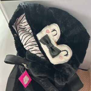 Betsey Johnson Plush Black Backpack hoodie